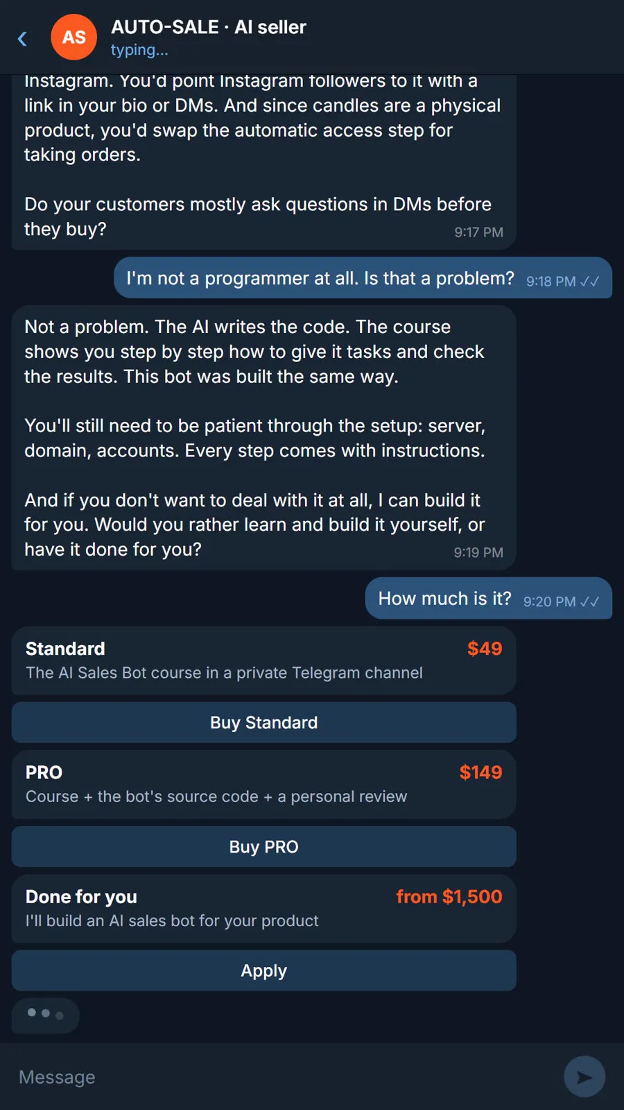 AI seller in Telegram 1